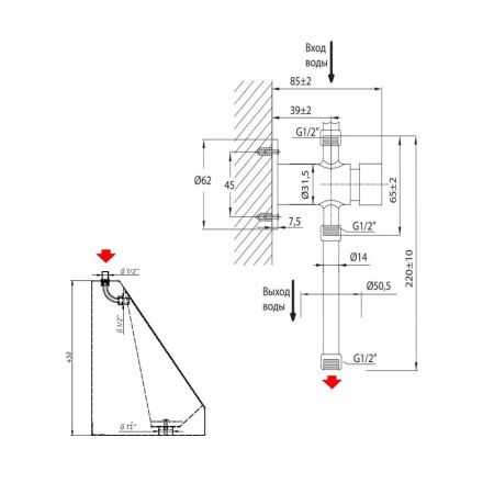 Писсуар антивандальный Тругор тип3 Эконом ПА 03, сатин, артикул ПА 03