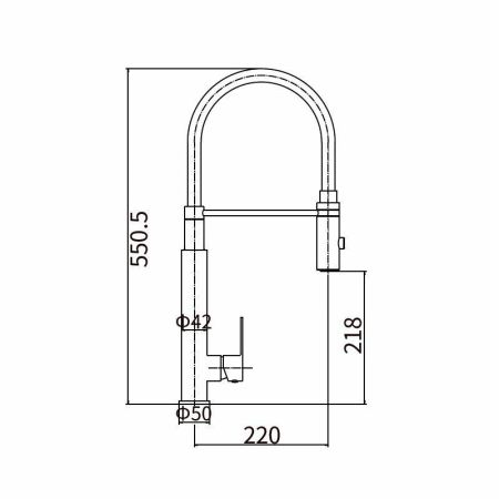 Смеситель для кухни с гибким изливом FASHUN A54102-7, сатин/черный