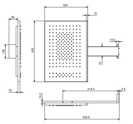 Fantini Acquafit Верхний душ 30х45 см,светодиоды, хромотерапия,цвет Блестящая натуральная сталь, артикул 79 38 K031B