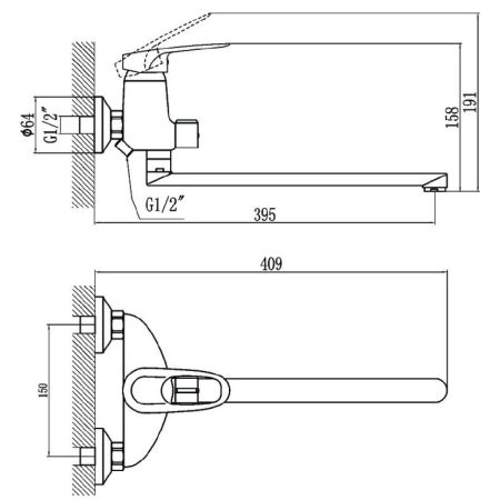 Смеситель для ванны Fmark FM2204, хром, артикул FM2204