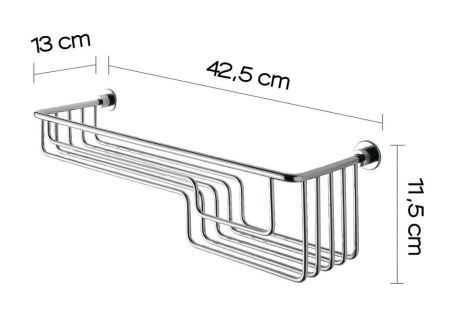 Gedy, решётка прямоугольная 1-уровневая с двумя глубинами (42,5х13хh11,5), цвет хром, артикул 5620(13)