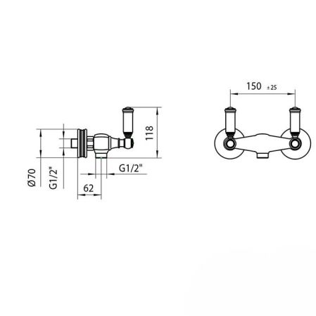 Bossini Liberty Смеситель для душа, наружный с выходом на 1/2”цвет: никель матовый, артикул Z001101.094
