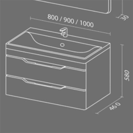 Тумба с раковиной SanVit Степ 90 kstep90 с фактурой под дерево подвесная Шелк Сталь, артикул kstep90