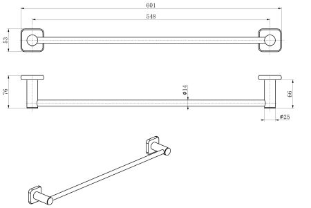 Вешалка для полотенец WONZON & WOGHAND, Брашированное золото (WW-V1101-BG), артикул WW-V1101-BG