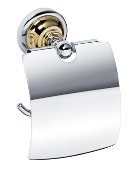Держатель RETRO для туалетной бумаги с крышкой 140x150x100мм, золото/хром