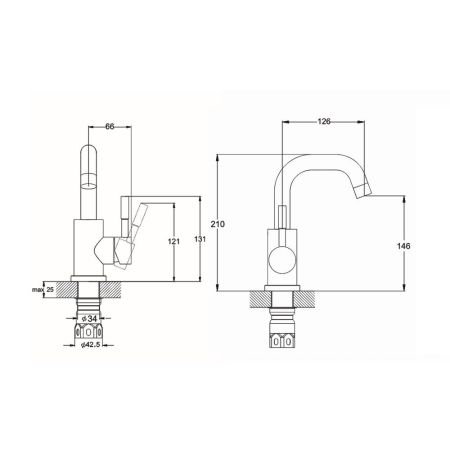 Смеситель для раковины G.Lauf ZAP1-A090, нержавеющая сталь, артикул ZAP1-A090