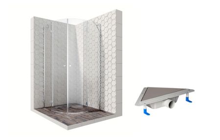 Душевой уголок Ambassador Diamond 12011101-ST7, полукруглый, угловой трап, 90х90, артикул 12011101-ST7