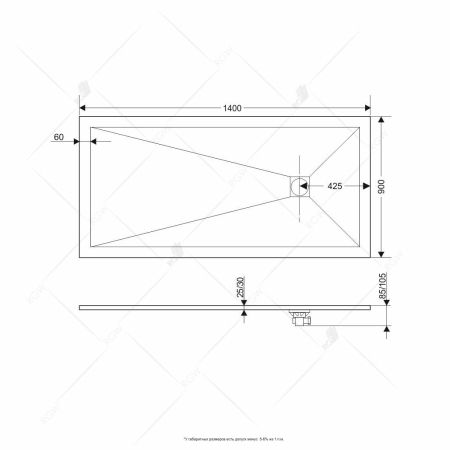 Душевой поддон прямоугольный RGW ST-G Графит (900x1400), артикул 16152914-02