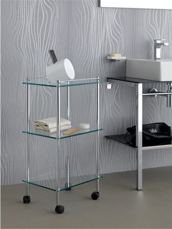 Stil Haus, 3-х ярусная стеклянная этажерка на колесах, цвет хром, артикул 1146(08)