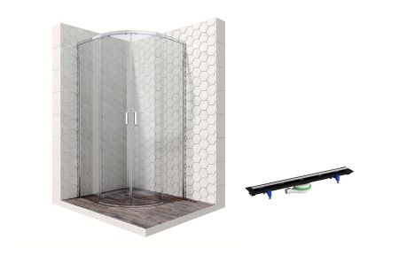 Душевой уголок Ambassador Queen 11011101-PR2, полукруглый, линейный трап, 90х90, артикул 11011101-PR2