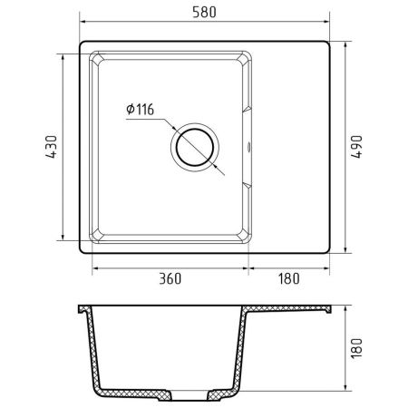 Кухонная мойка GranFest URBAN 658L, черный, артикул 658L черный