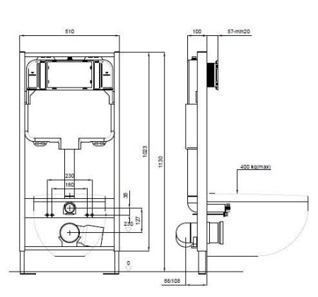 Инсталляция для подвесного унитаза Aquatek Standart 51 INS-0000001, 130*510*100 мм