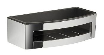 Gedy, решётка прямоугольная 1-уровневая c ABS вкладышем (24,2х11,6хh7,3), цвет хром - черный пластик