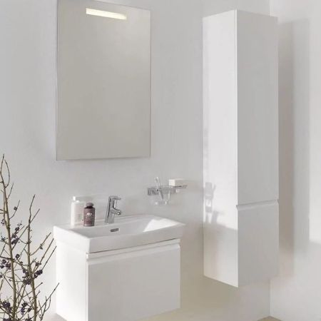 LAUFEN PRO S Высокий шкафчик LAUFEN PRO, 4 стеклянные полочки, механизм мягкого закрывания, петли слева, цвет глянцевый белый, артикул 4.8312.1.095.475.1