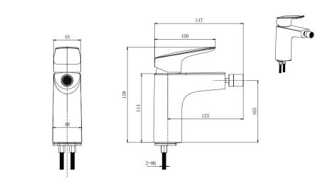 Смеситель для биде AQUATEK AQ1018CR ВЕГА, артикул AQ1018CR