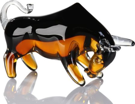 Casablanca, стеклянная скульптура "Бык", цвет черно-янтарный, артикул 77406