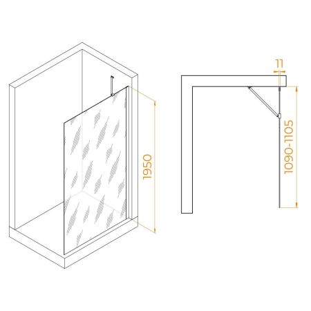Душевая перегородка RGW WA-102W (Прозрачное, 1100), артикул 351010211-15