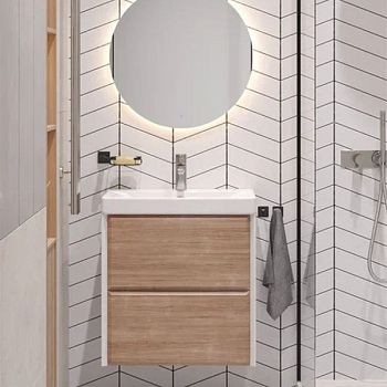 Тумба под раковину подвесная Velvex Gesso tp.GES.9696.60.2Y белый матовый/дуб сонома, 60 см