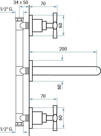 Emmevi Spirit New, встраиваемый в стену смеситель на 3 отверстия для раковины, цвет бронза