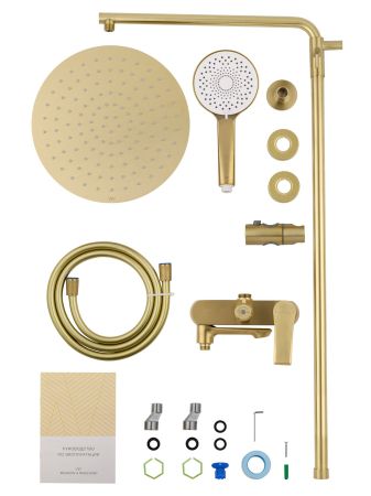 Душевая система WONZON & WOGHAND BRILLIANT, Брашированное золото (WW-88047079-BG), артикул WW-88047079-BG