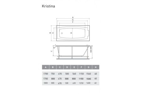 Ванна акриловая Relisan KRISTINA Гл000025600, 170x90, артикул Гл000025600