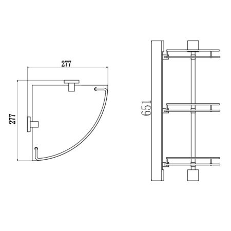 Полка угловая стеклянная Savol S-065322C-3, бронза, артикул S-065322C-3