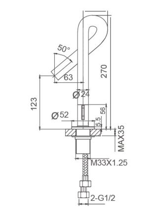 Смеситель для раковины WONZON & WOGHAND LOOP, Черный матовый (WW-111-00-508), артикул WW-111-00-508