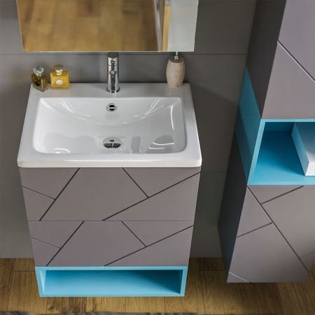 Комплект мебели для ванной Бриклаер КРИСТАЛЛ 60Z, графит/муссон, артикул КРИСТАЛЛ 60Z