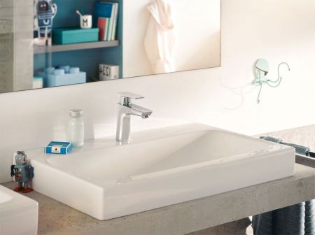 Смеситель для раковины, Kludi, Pure&Style, тип открывания воды-однорычажный, тип регулирования воды-керамический картридж, монтаж-на раковину/столешницу, отверстия для монтажа-1, высота, мм-160, вынос излива, мм-120, донный клапан-отсутствует, тип подводк, артикул 402920575