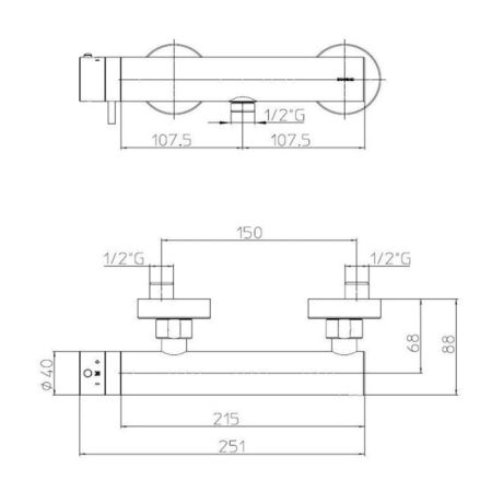Bossini Oki Смеситель для душа, наружный с выходом на 1/2”, цвет: никель шлифованньій, артикул Z005131.094