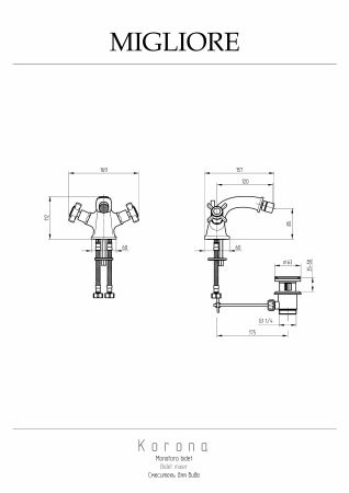 KORONA Смеситель для биде, хром, артикул 28490