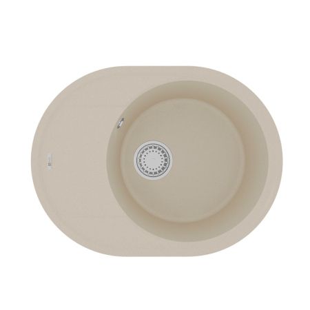 Кухонная мойка Lemark LACHA 620 врезная овальная с крылом из кварцгранита цвет: Бежевый (9910050), артикул 9910050