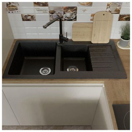 Кухонная мойка GranFest PRACTIK 980KL, черный, артикул P-980KL черный