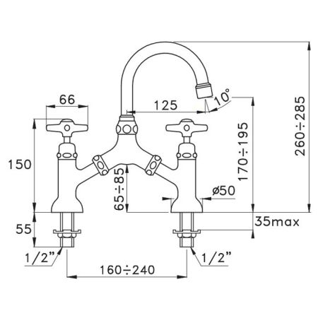 Stella Italica Смеситель для раковины на 2 отверстия 3215, цвет: хром