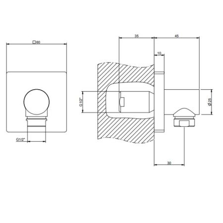 GESSI Rilievo Вывод воды на 1/2", цвет: nero XL, артикул 59169#299