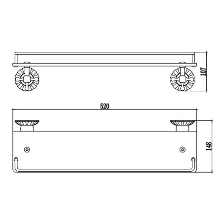 Полка стеклянная Savol S-08991C, бронза, артикул S-08991C