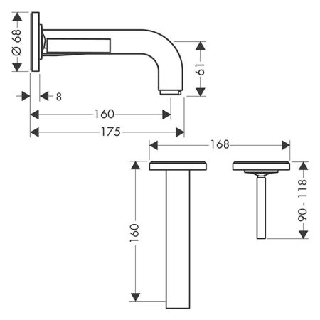 AX Citterio Смеситель для ракови., цвет шлифованный никель, артикул 39113820