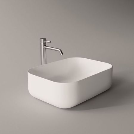 Раковина, Alice, Unica, ширина, мм-500, глубина, мм-370, высота, мм-165, тип установки-накладной (настольный), отверстия для смесителя-отсутствуют, без перелива, материал-керамика, вид грязеотталкивающего покрытия-Aliglaze+, цвет-белый матовый