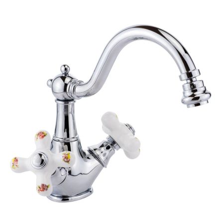 PROVANCE Смеситель для биде, донный клапан "click-clack", бел. с декором/хром, артикул 19470