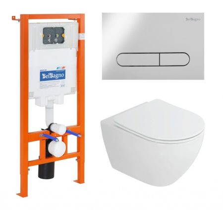 Комплект инсталляции BELBAGNO BB002-80 с унитазом STYLUS-TOR и клавишей смыва, артикул CZR-6601-TH-TOR/CZR2316SC/BB002-80/BB005-PR-CHROME