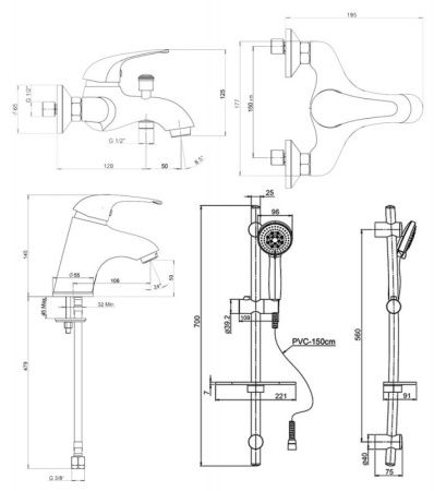 Комплект смесителей Paini Smile 39CRKIT3 Хром