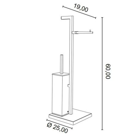 ALL.PE MUSA Стойка напольная с держателем т/бумаги и  ёршиком, хром