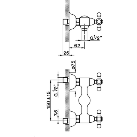 CISAL Arcana Смеситель двухвентильный настенный для душа, цвет хром