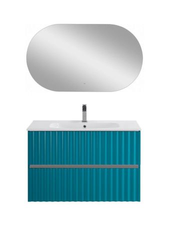 ELEGANT База под раковину подвесная с двумя выкатными ящиками, с LED подсветкой ручек. Бирюзовый Матовый, 870x469x550 AM-ELEGANT-900-2C-SO-TM-LED, артикул AM-ELEGANT-900-2C-SO-TM-LED