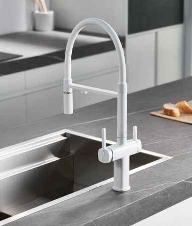 Смеситель для кухни с подключением фильтра для воды Rose R358C, белый