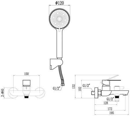 Смеситель для ванны и душа Fmark (FS8803C), артикул FS8803C