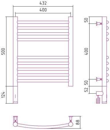 Полотенцесушитель электрический "БОГЕМА 3.0" 500х400 / МЭМ левый (Матовый белый), артикул 30-5802-5040