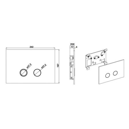 Bongio Toilet  Plates Клавиша смыва для Geberit Sigma 12-Sigma 8, цвет матированный никель, артикул 44034NS00