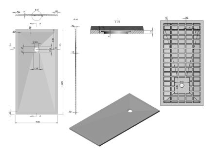 Душевые поддоны Vincea Поддон для душа из искусственного камня VST-4SR9018W, 1800*900*30, белый матовый,, артикул VST-4SR9018W