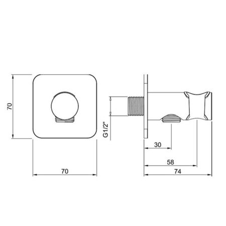 ALMAR Вывод из стены для душевой лейки, цвет золото PVD, артикул E095041.GO
